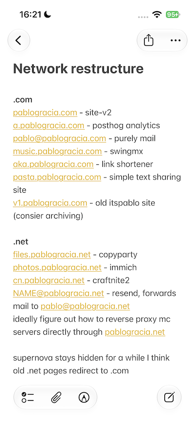 Network restructure note
